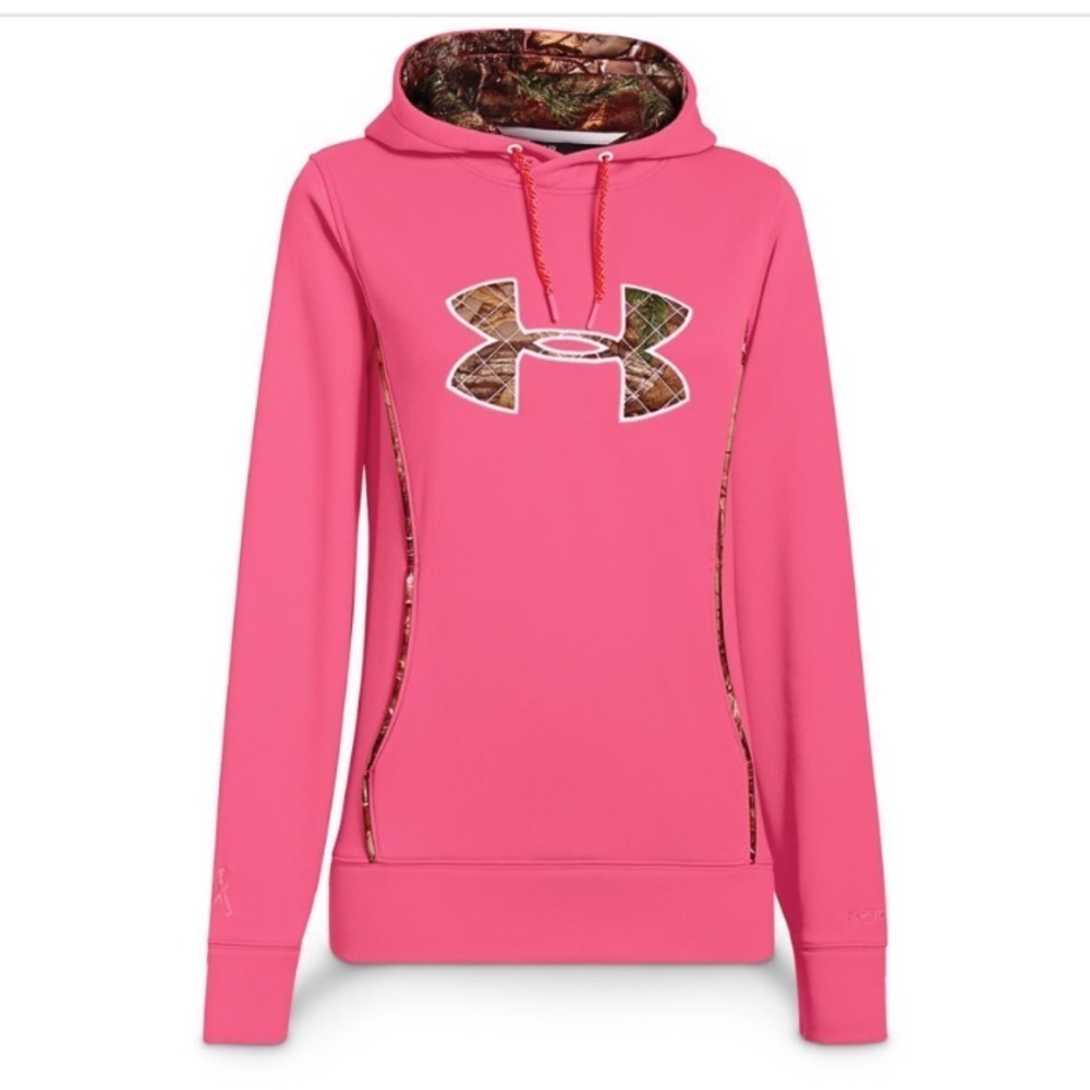 Under Armour pink camo hoodie size medium hunting sweatshirt outdoor top active‌